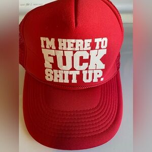 Red Trucker Hat with Bold White Slogan